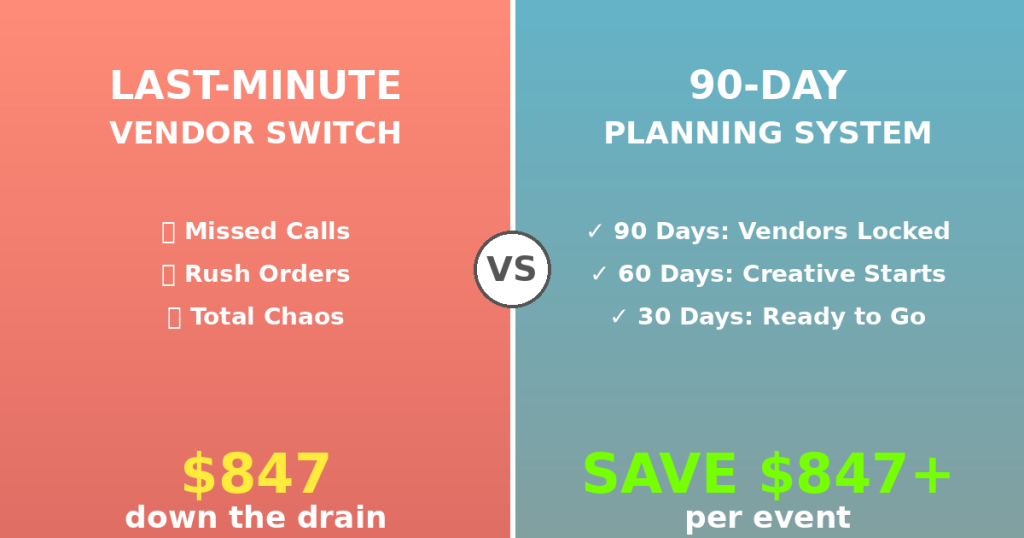 Waiting too long to start planning your event can cost you bit time.